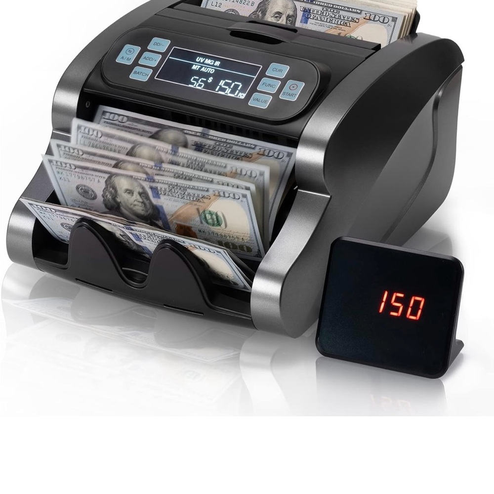 Black and Gray Money Counter Machine